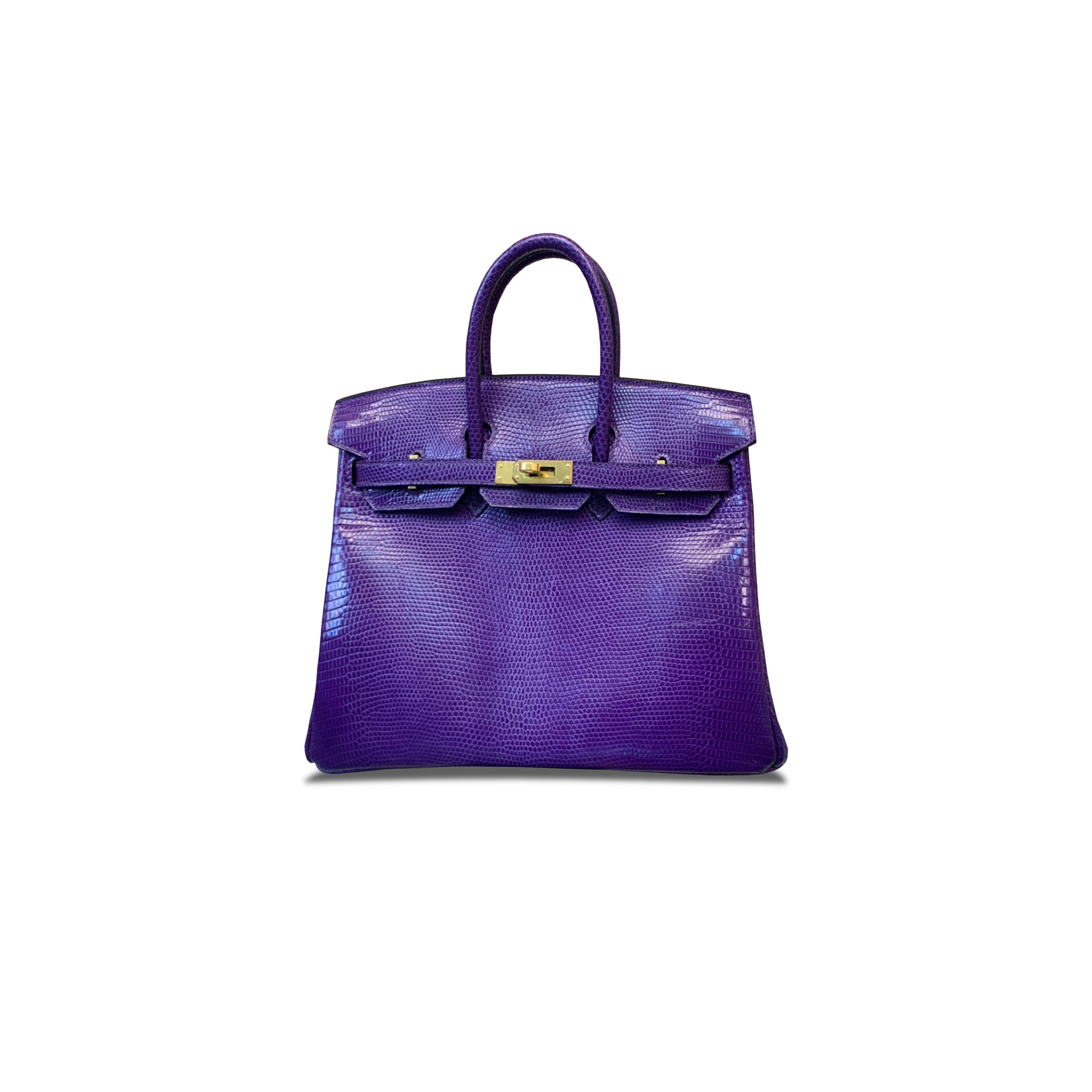 HERMÈS MASTER BIRKIN 25 LIZARD FANTASY PURPLE GOLD BUCKLE H028352CA20 (25*20*13cm)